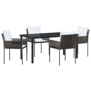 vidaXL Garden Dining Set 5 pcs Brown and Black PE Rattan
