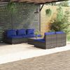 vidaXL 6 Piece Garden Lounge Set with Cushions Poly Rattan Grey