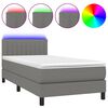 vidaXL Box Spring Bed with Mattress&LED Dark Grey 100x200cm Fabric