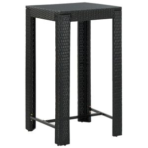 vidaXL Garden Bar Table Black 60,5x60,5x110,5 cm Poly Rattan