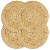 vidaXL Placemat | Set of 4 | Natural | Jute | 38 cm | Durable | Placemat | Round