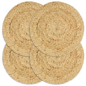 vidaXL Placemat | Set of 4 | Natural | Jute | 38 cm | Durable | Placemat | Round