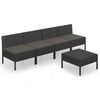 vidaXL 5 Piece Garden Lounge Set with Cushions Poly Rattan Black