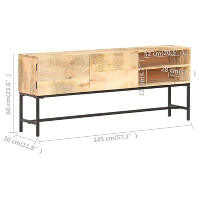 vidaXL Sideboard 145x30x60 cm Solid Mango Wood