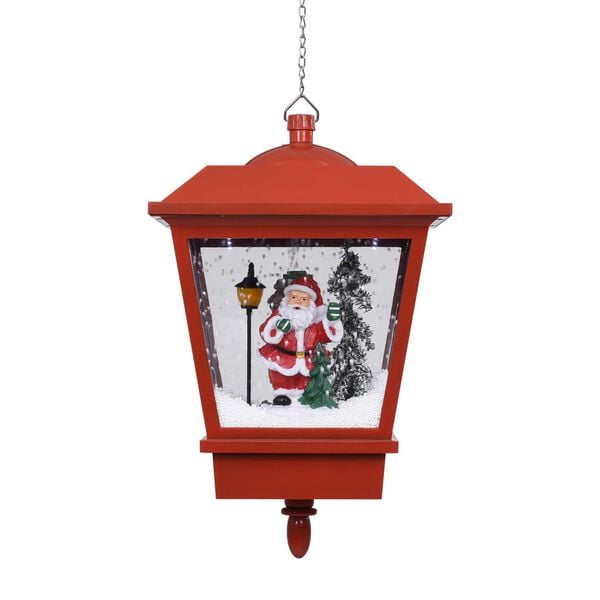 vidaXL Christmas Hanging Lamp with LED Light and Santa Red 27x27x45 cm
