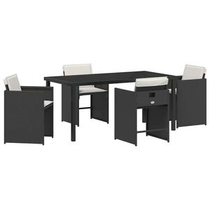 vidaXL Garden Dining Set 5 pcs Black Poly Rattan