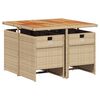 vidaXL 5 Piece Garden Dining Set with Cushions Beige Poly Rattan