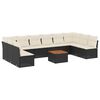vidaXL 11 Piece Garden Sofa Set with Cushions Black Poly Rattan