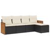 vidaXL 5 Piece Garden Sofa Set with Cushions Black Poly Rattan