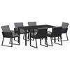 vidaXL Garden Dining Set 7 pcs Black Powder-Coated Steel