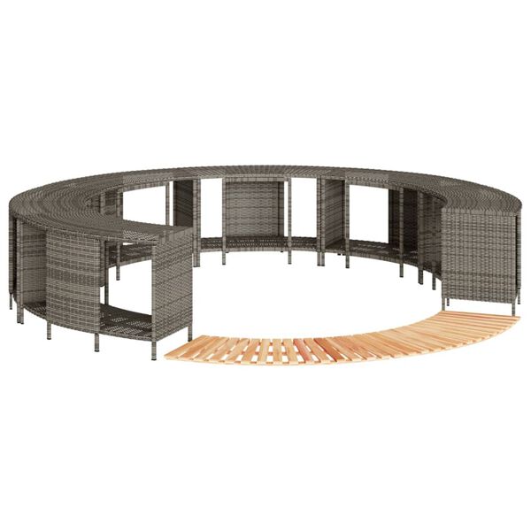 vidaXL Hot Tub Surround Grey Poly Rattan and Solid Wood Acacia