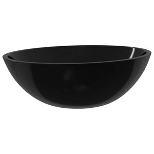 vidaXL Basin Glass 50x37x14 cm Black