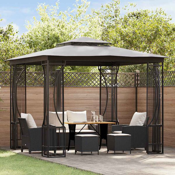 vidaXL Gazebo with Nets 300x300x265 cm Anthracite