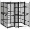 vidaXL Dog Kennel | Black | Powder-coated steel | 3.69 m&sup2; | Durable | Dog Kennel