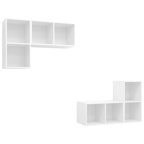 vidaXL Wall-mounted TV Cabinets 4 pcs White Engineered Wood