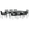 vidaXL 9 Piece Garden Dining Set with Cushions Black Poly Rattan and Steel