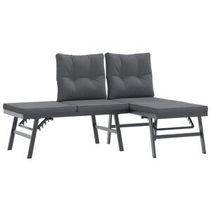 vidaXL Garden Benches with Cushions 2 pcs Black Powder-coated Steel