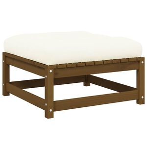vidaXL Garden Footstool with Cushion Honey Brown Solid Pinewood