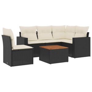 vidaXL 6 Piece Garden Sofa Set with Cushions Black Poly Rattan