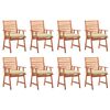 vidaXL Outdoor Dining Chairs 8 pcs with Cushions Solid Acacia Wood