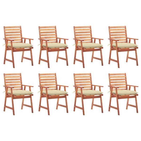 vidaXL Outdoor Dining Chairs 8 pcs with Cushions Solid Acacia Wood