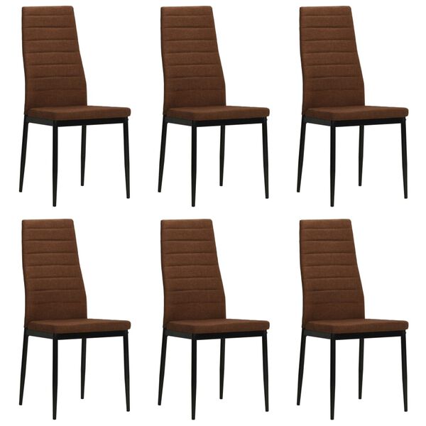 vidaXL Dining Chairs 6 pcs Brown Fabric