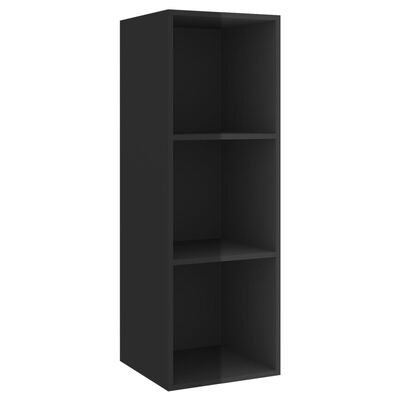vidaXL Wall-mounted TV Cabinet High Gloss Black 37x37x107 cm Engineered Wood