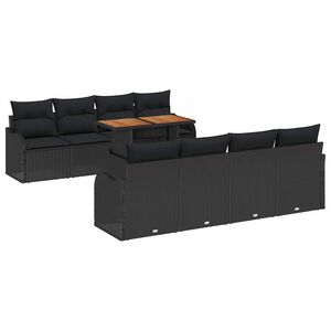 vidaXL Garden Sofa Set 7 pcs Black