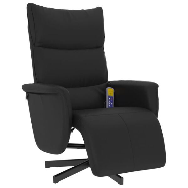 vidaXL Massage Recliner Chair with Footrest Black Faux Leather