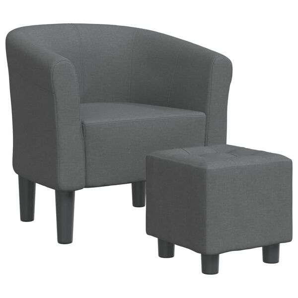 vidaXL Tub Chair with Footstool Dark Grey Fabric