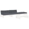 vidaXL 4 Piece Garden Lounge Set with Cushions White Solid Wood