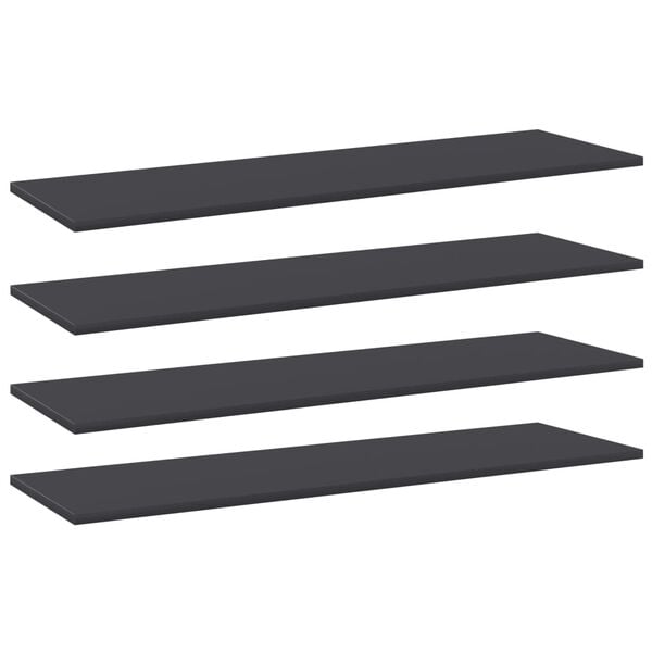 vidaXL Bookshelf Boards 4 pcs Grey 100x30x1.5 cm Engineered Wood