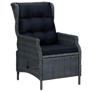 vidaXL Reclining Garden Chair with Cushions Poly Rattan Dark Grey