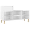 vidaXL Shoe Cabinet | High gloss white | Engineered Wood, Solid Eucalyptus Wood