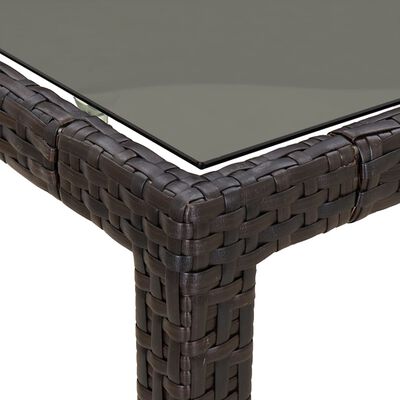 vidaXL Garden Table Brown 190x90x75 cm Tempered Glass and Poly Rattan