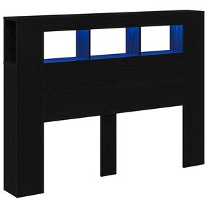 vidaXL LED Headboard Black Oak Engineered Wood
