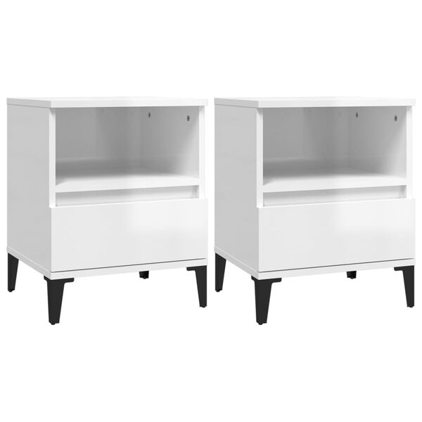 vidaXL Bedside Cabinets 2 pcs High Gloss White 40x35x50 cm