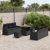 vidaXL Garden Sofa Set with Cushion 9 pcs Black Poly Rattan