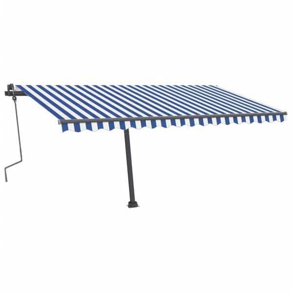 vidaXL Manual Retractable Awning with LED 400x300 cm Blue and White