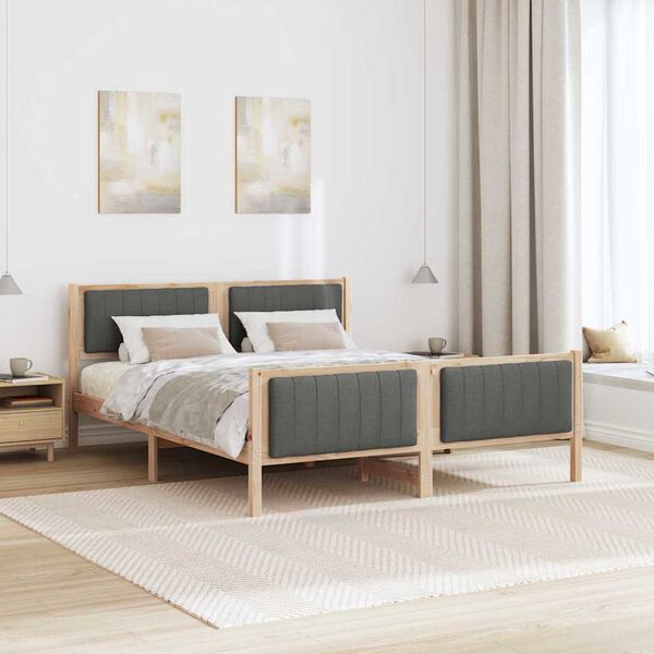 vidaXL Bed frame Brown and dark grey 150 x 200 cm Solid pine wood