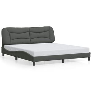 vidaXL Bed Frame without Mattress "Hvar" Dark Grey 180x200 cm King Fabric