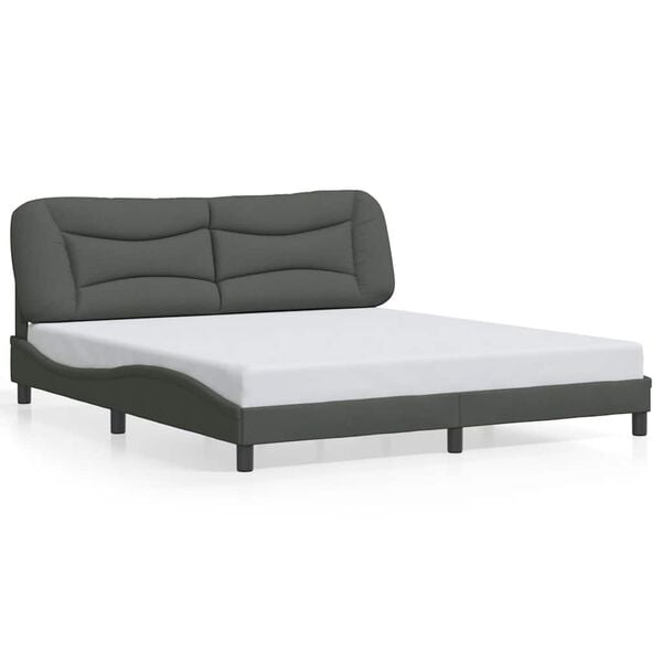 vidaXL Bed Frame without Mattress "Hvar" Dark Grey 180x200 cm King Fabric