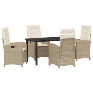 vidaXL Garden Dining Set 5 pcs Beige Poly Rattan