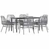 vidaXL 7 Piece Garden Dining Set with Cushions Grey Poly Rattan Glass