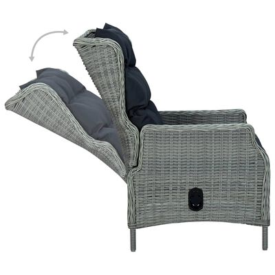vidaXL 9 Piece Outdoor Dining Set with Cushions Poly Rattan Light Grey