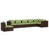 vidaXL 7 Piece Garden Lounge Set with Cushions Poly Rattan Brown