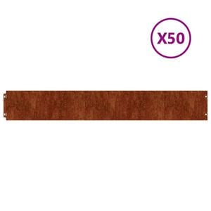 vidaXL Lawn Edging 50 pcs 15 x 103 cm Weathering Steel Rusty