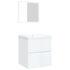 vidaXL Bathroom Sink Cabinet with Basin and Mirror High Gloss White
