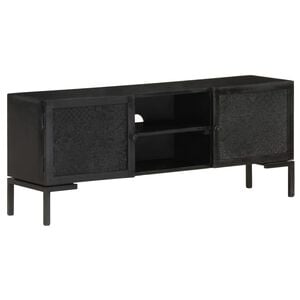 vidaXL TV Cabinet | Black | Solid mango wood, powder-coated steel | 115 cm