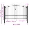vidaXL Fence Gate Double Door with Spike Top Steel 3x2 m Black